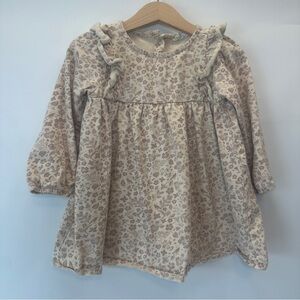 City Mouse Toddler Girls 3 Long Sleeve Flutter Dress Singing Birds Floral Leaves